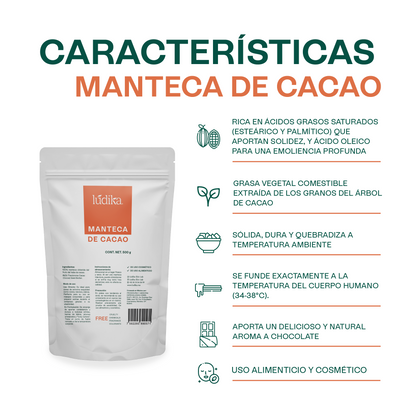 Manteca de Cacao | Cuerpo, Labios y Alimentación | Emoliente Oclusivo y Agente Fundente