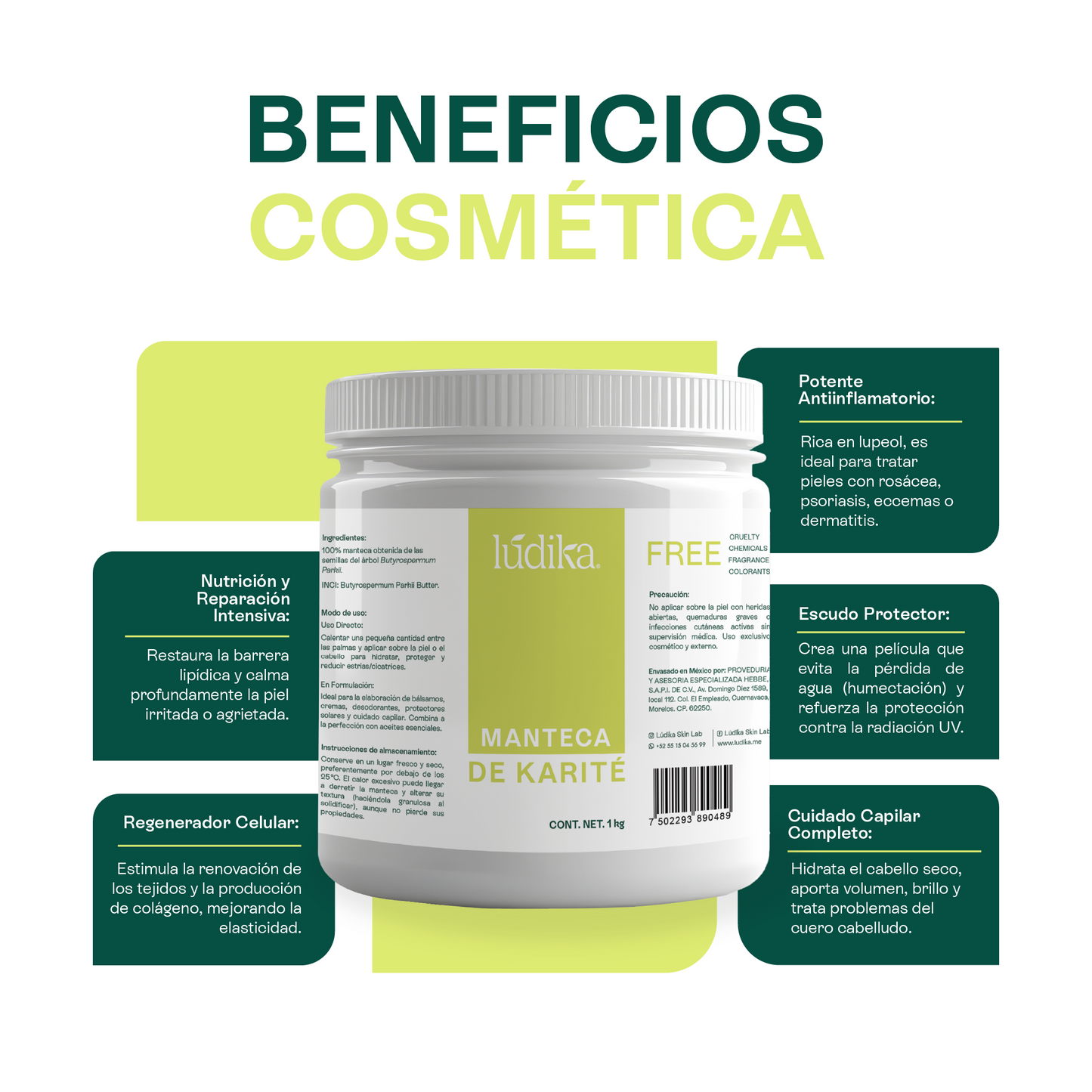 Manteca de Karité | Cuerpo, Rostro y Cabello | Emoliente, Reparadora y Protectora