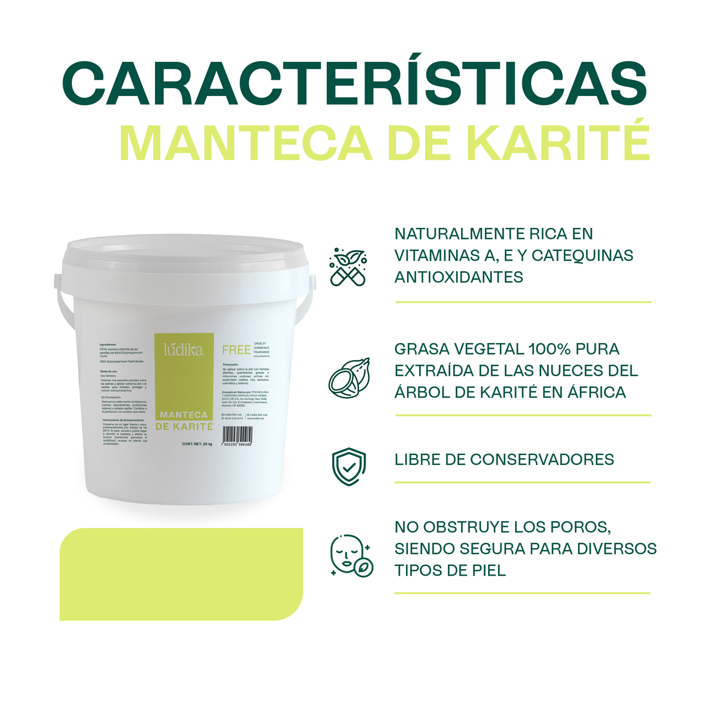 Manteca de Karité | Cuerpo, Rostro y Cabello | Emoliente, Reparadora y Protectora