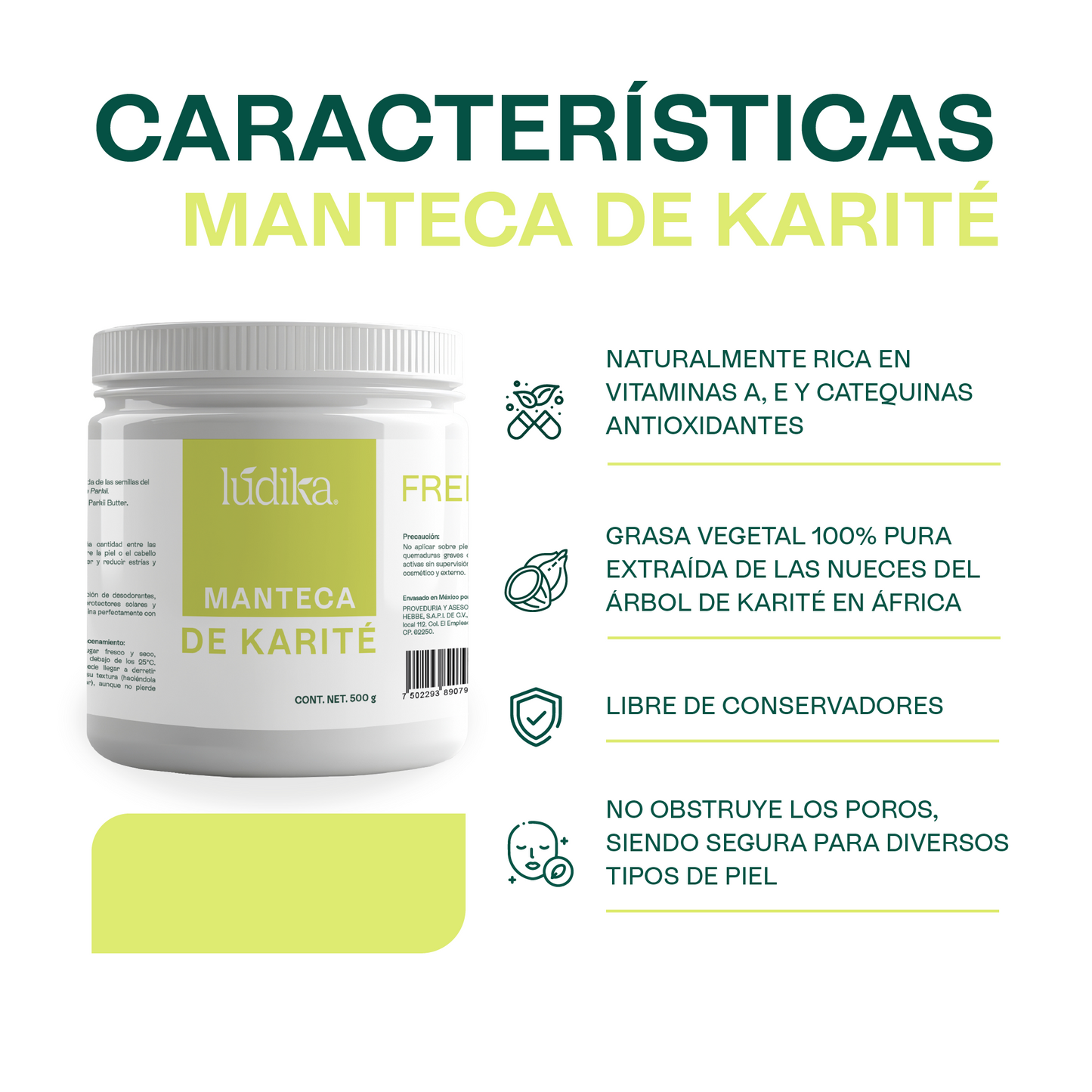 Manteca de Karité | Cuerpo, Rostro y Cabello | Emoliente, Reparadora y Protectora