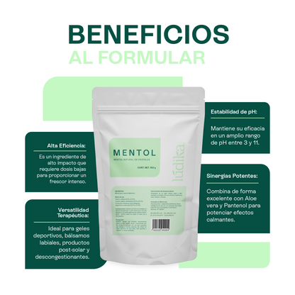 Mentol Natural en Cristales | Efecto Refrescante, Terapéutico y Calmante