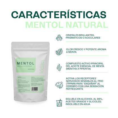 Mentol Natural en Cristales | Efecto Refrescante, Terapéutico y Calmante