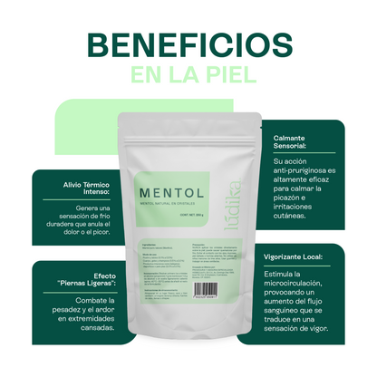 Mentol Natural en Cristales | Efecto Refrescante, Terapéutico y Calmante