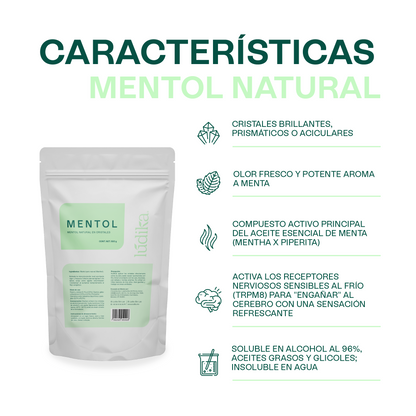 Mentol Natural en Cristales | Efecto Refrescante, Terapéutico y Calmante