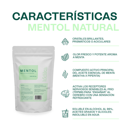 Mentol Natural en Cristales | Efecto Refrescante, Terapéutico y Calmante