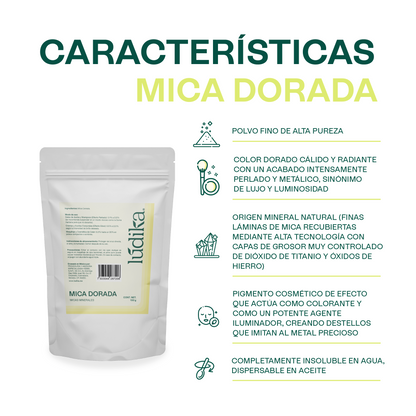 Mica Dorada | Pigmento Perlado Luminoso para Cosméticos Radiantes