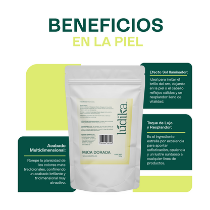 Mica Dorada | Pigmento Perlado Luminoso para Cosméticos Radiantes