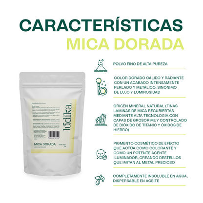 Mica Dorada | Pigmento Perlado Luminoso para Cosméticos Radiantes