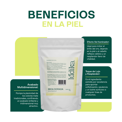Mica Dorada | Pigmento Perlado Luminoso para Cosméticos Radiantes