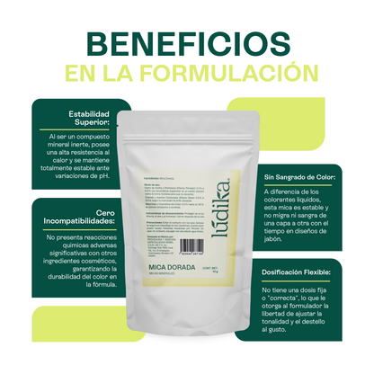 Mica Dorada | Pigmento Perlado Luminoso para Cosméticos Radiantes