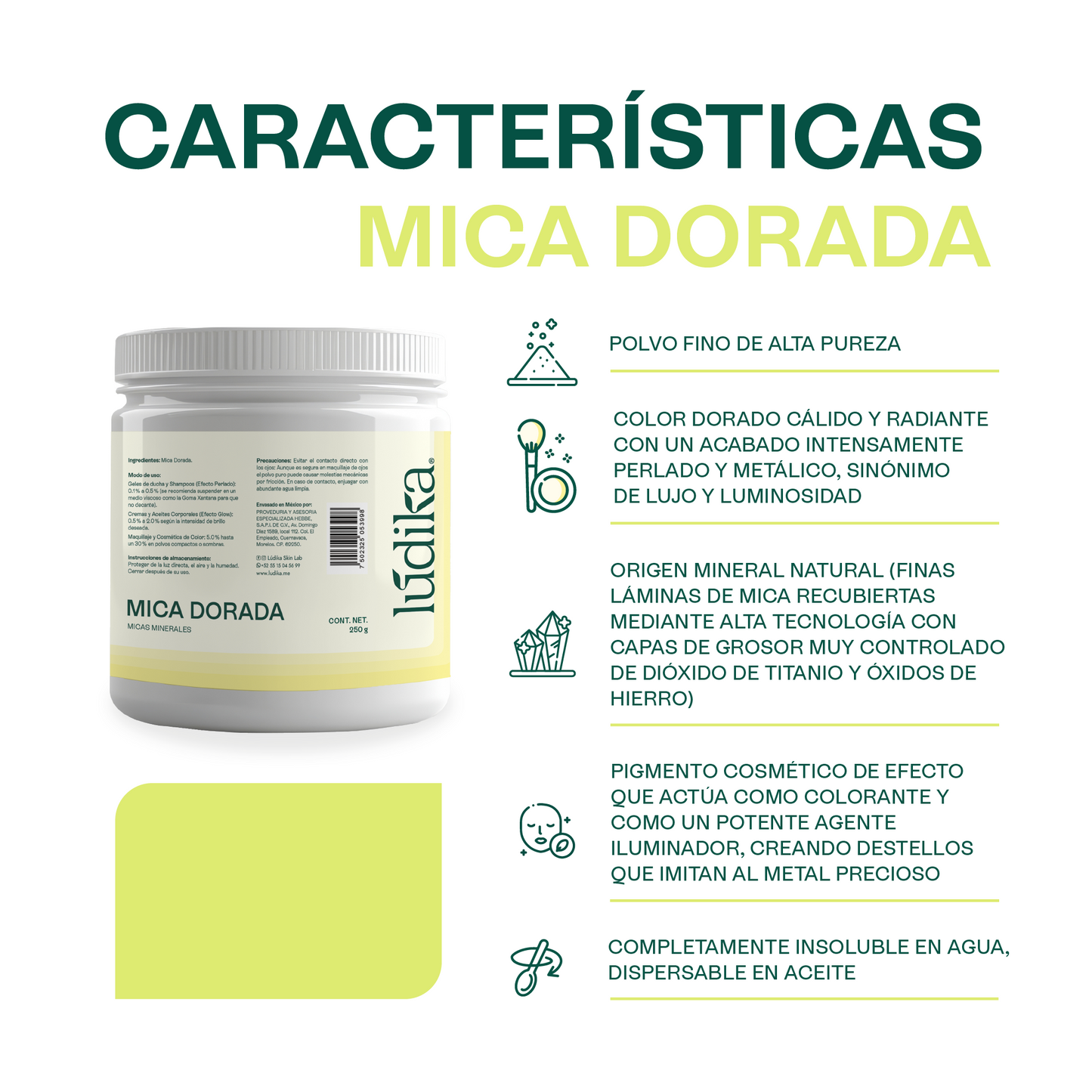 Mica Dorada | Pigmento Perlado Luminoso para Cosméticos Radiantes