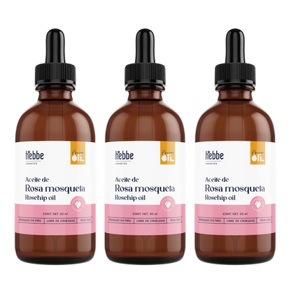 Kit 3 Aceites de Rosa Mosqueta | Facial y Corporal | Tratamiento Regenerador, Antiedad y Cicatrizante