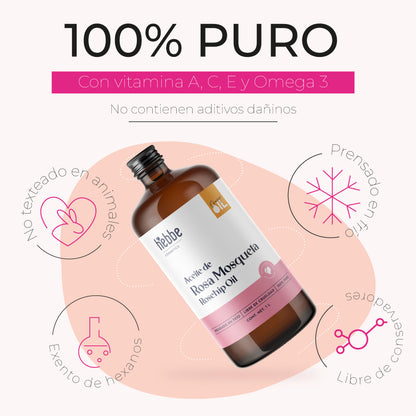 Aceite de Rosa Mosqueta Virgen | Facial y corporal | Regenerador, AntiEdad, AntiEstrias y Potente Hidratante en zona de contorno de ojos