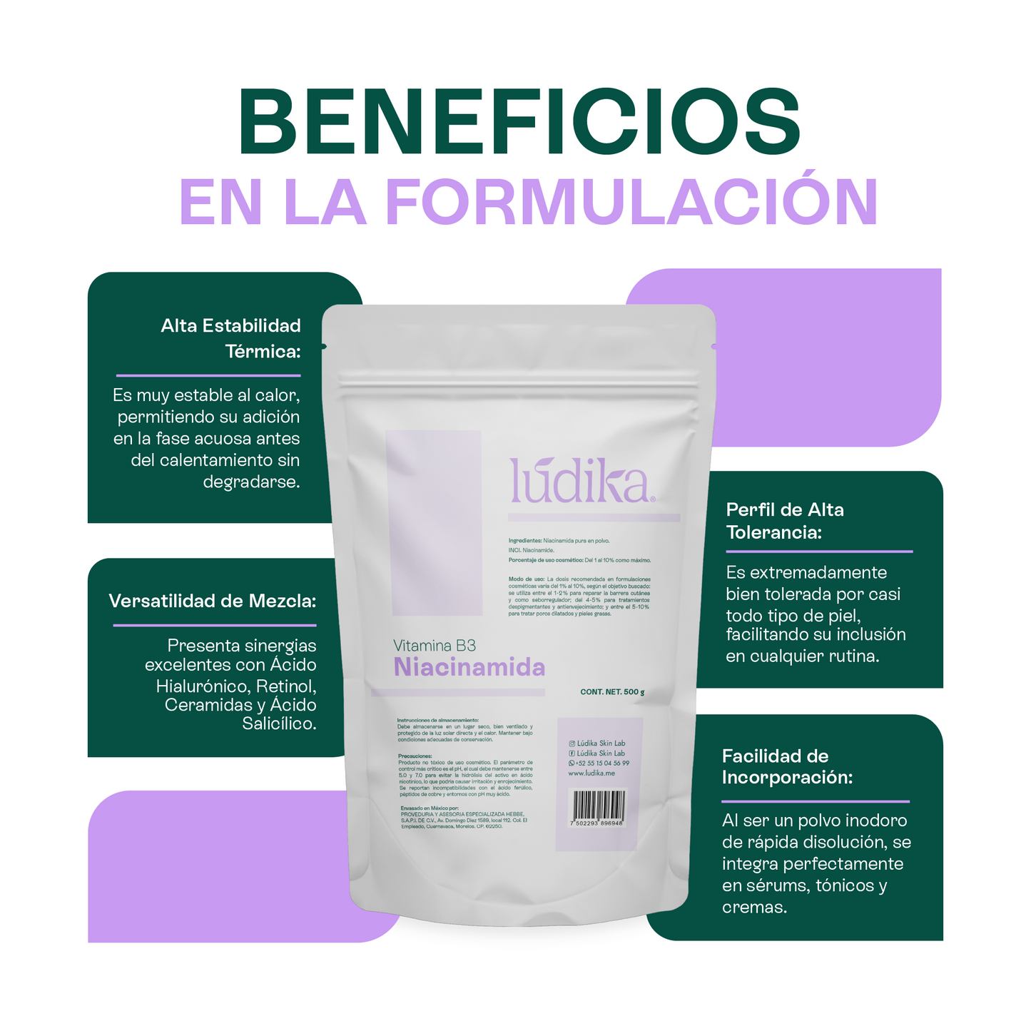 Niacinamida (Vitamina B3) | Facil y Capilar | Multiacción Control de Sebo, Poros y Manchas
