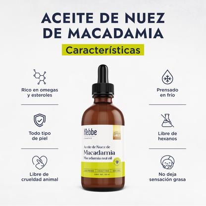 Aceite de Nuez de Macadamia | Facial y Capilar | Antiedad, Reparador Capilar y Súper Hidratante