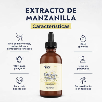 Extracto Glicólico de Manzanilla | Facial, Corporal y Capilar | Activo Calmante, Antiinflamatorio y Reparador