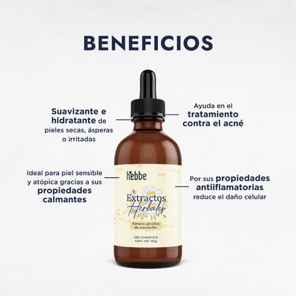 Extracto Glicólico de Manzanilla | Facial, Corporal y Capilar | Activo Calmante, Antiinflamatorio y Reparador