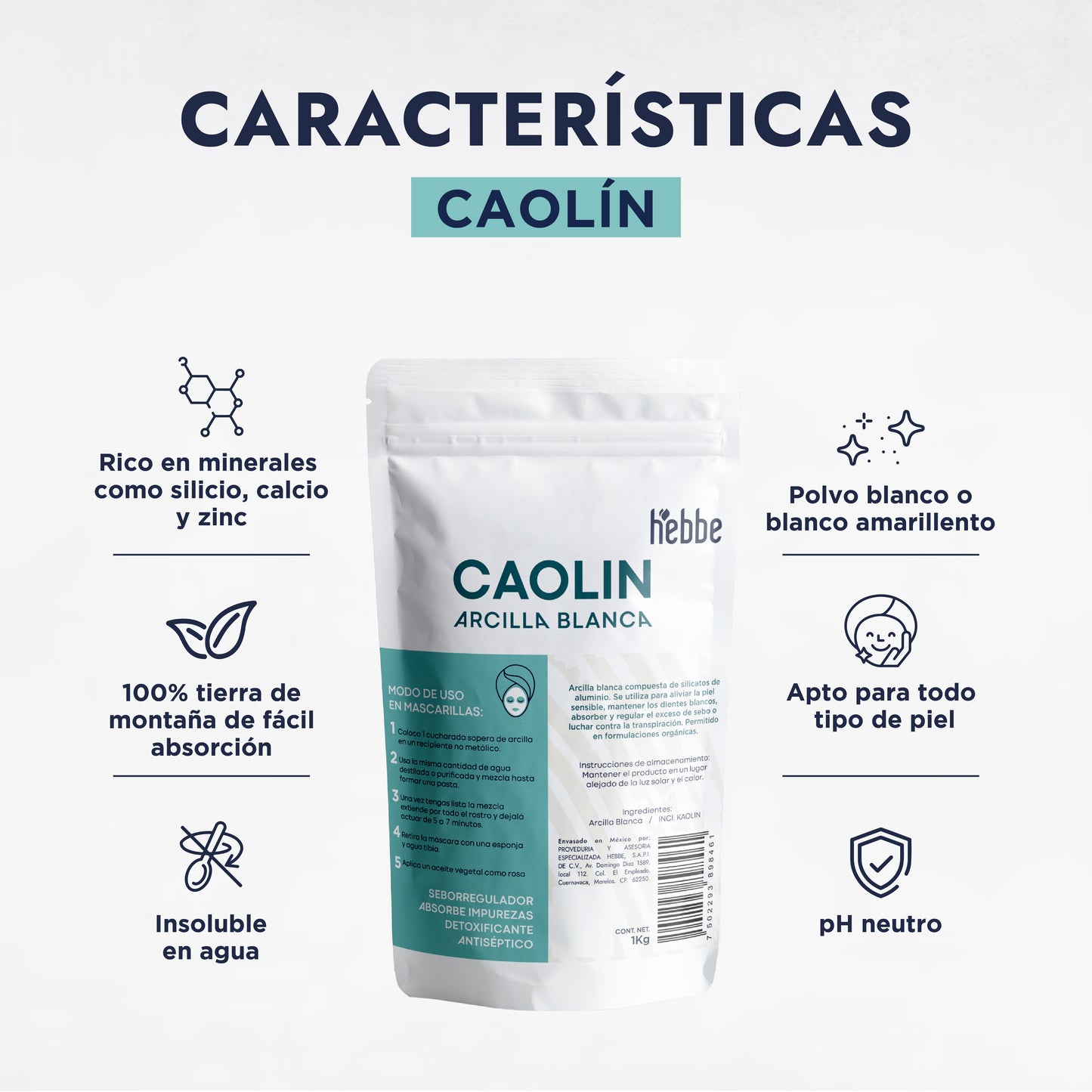 Arcilla Blanca (Caolín) | Facial y Corporal | Purificante Suave y Matificante