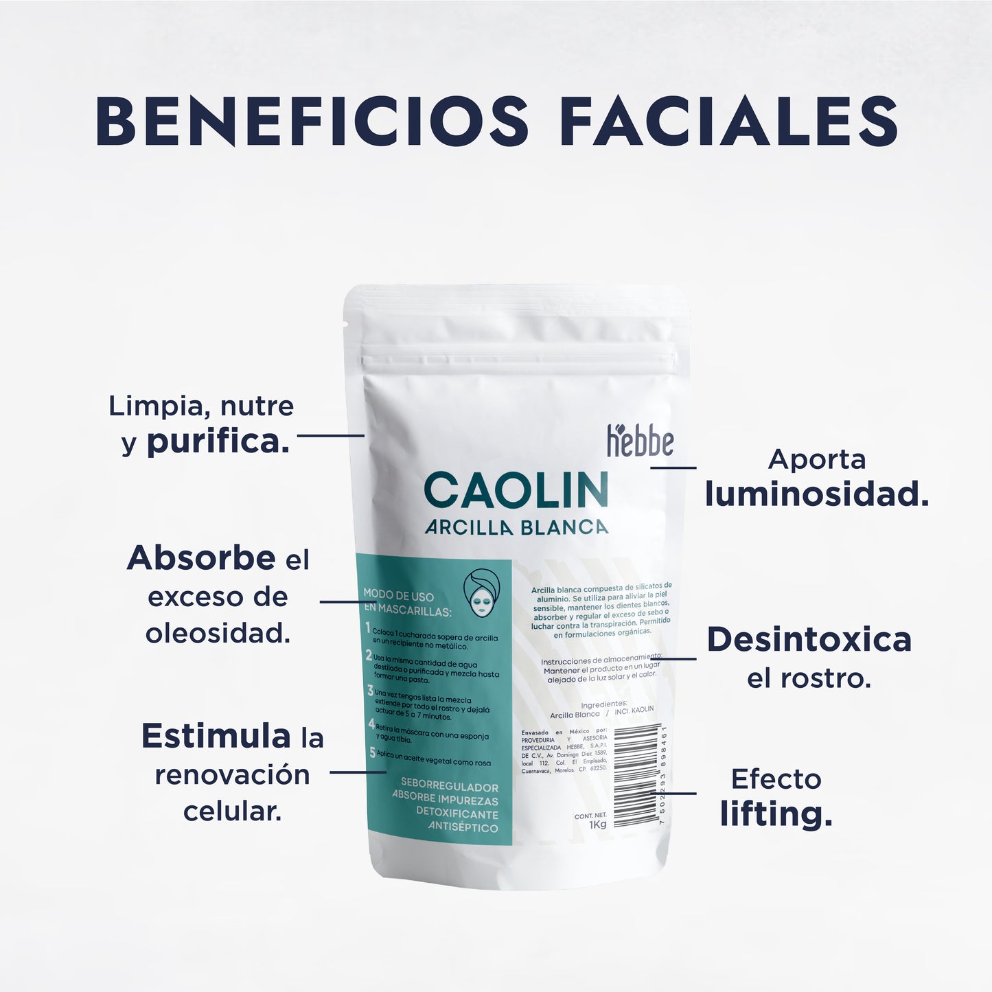 Arcilla Blanca (Caolín) | Facial y Corporal | Purificante Suave y Matificante