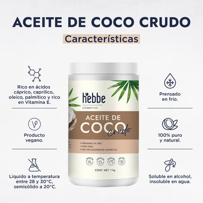 Aceite Crudo de Coco Virgen | Hidratante Profundo, Protector Capilar y Antioxidante