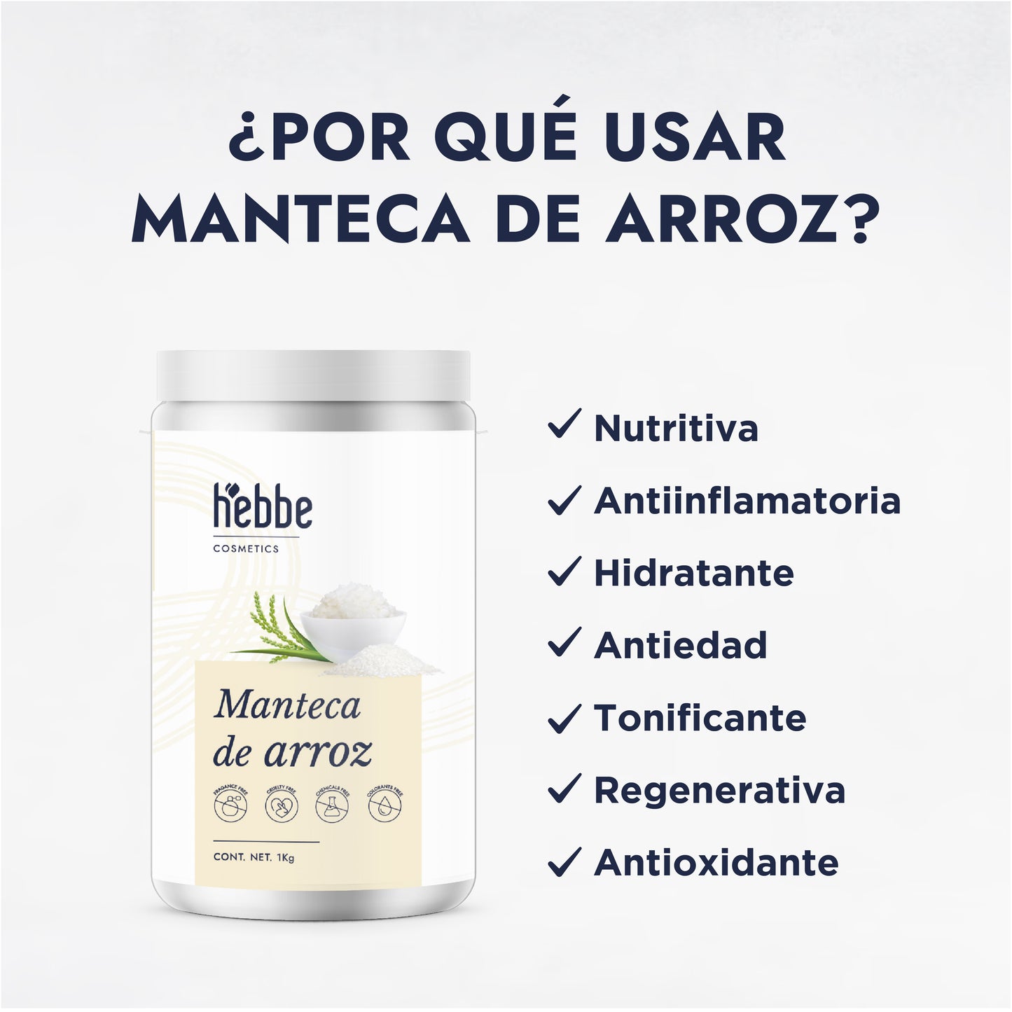 Manteca de Arroz | Rostro, Cuerpo y Cabello | Emoliente Antioxidante de Tacto Seco y Sedoso