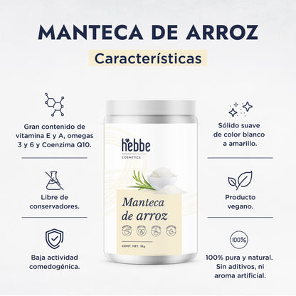 Manteca de Arroz | Rostro, Cuerpo y Cabello | Emoliente Antioxidante de Tacto Seco y Sedoso