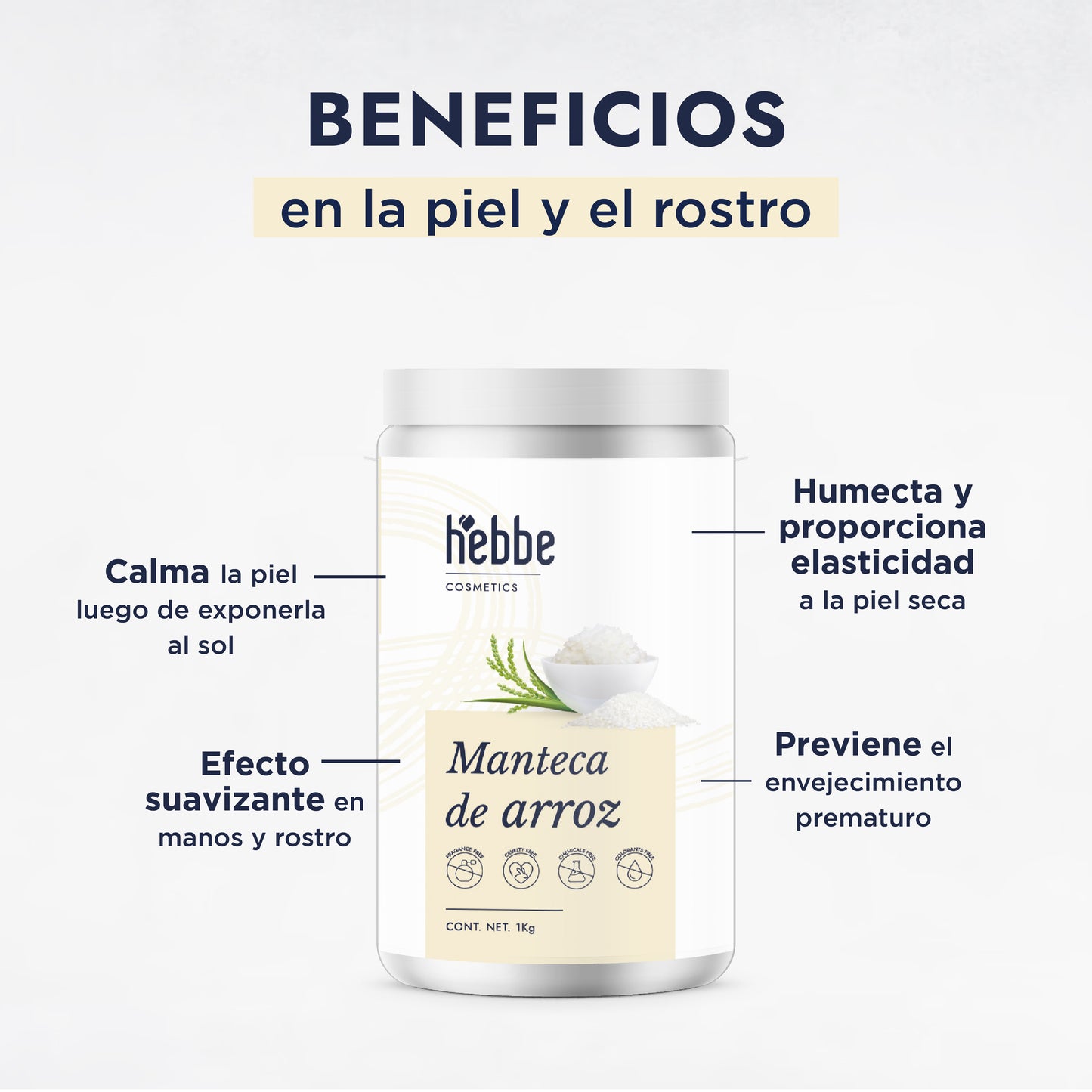 Manteca de Arroz | Rostro, Cuerpo y Cabello | Emoliente Antioxidante de Tacto Seco y Sedoso