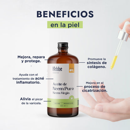 Aceite de Neem Virgen | Capilar y Facial | Purificante, Calmante y Protector Antiedad y Antimosquitos
