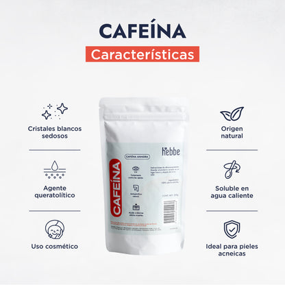 Cafeína Anhidra | Activo de alto rendimiento | Descongestionante, Lipolítico y Drenante