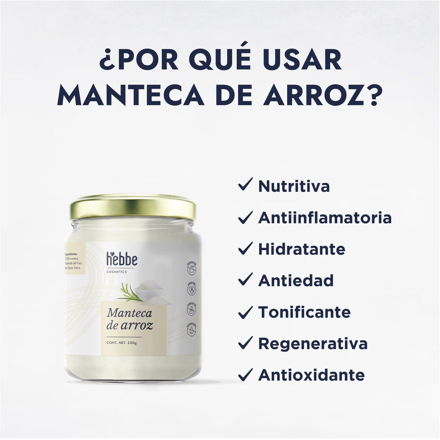 Manteca de Arroz | Rostro, Cuerpo y Cabello | Emoliente Antioxidante de Tacto Seco y Sedoso
