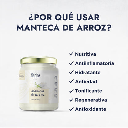Manteca de Arroz | Rostro, Cuerpo y Cabello | Emoliente Antioxidante de Tacto Seco y Sedoso