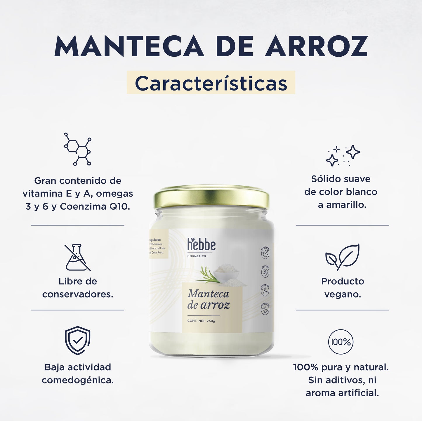 Manteca de Arroz | Rostro, Cuerpo y Cabello | Emoliente Antioxidante de Tacto Seco y Sedoso