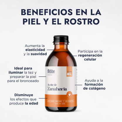 Aceite de Zanahoria Natural | Facial y Corporal | Antioxidante, Regenerador Antiedad y Protector Natural