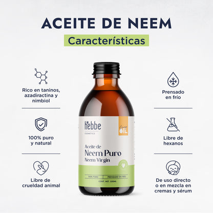 Aceite de Neem Virgen | Capilar y Facial | Purificante, Calmante y Protector Antiedad y Antimosquitos