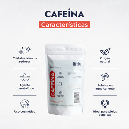 Cafeína Anhidra | Activo de alto rendimiento | Descongestionante, Lipolítico y Drenante