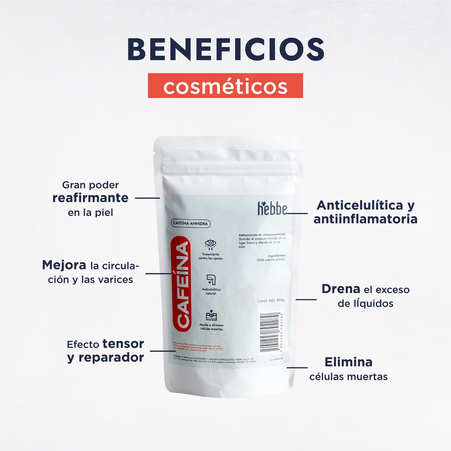 Cafeína Anhidra | Activo de alto rendimiento | Descongestionante, Lipolítico y Drenante
