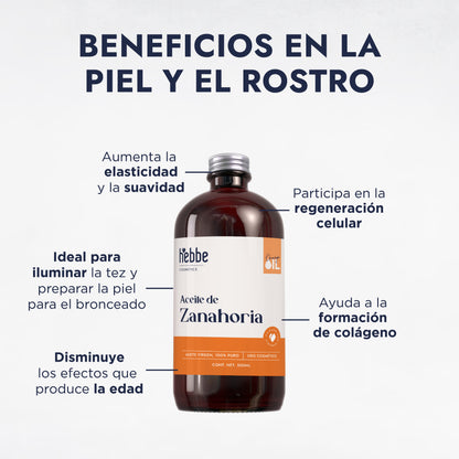 Aceite de Zanahoria Natural | Facial y Corporal | Antioxidante, Regenerador Antiedad y Protector Natural
