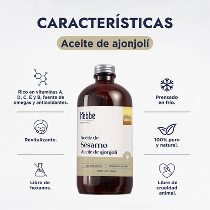 Aceite de Sésamo Ajonjolí Virgen | Facial Capilar y Corporal | Antiedad, Hidratante y Protector Capilar