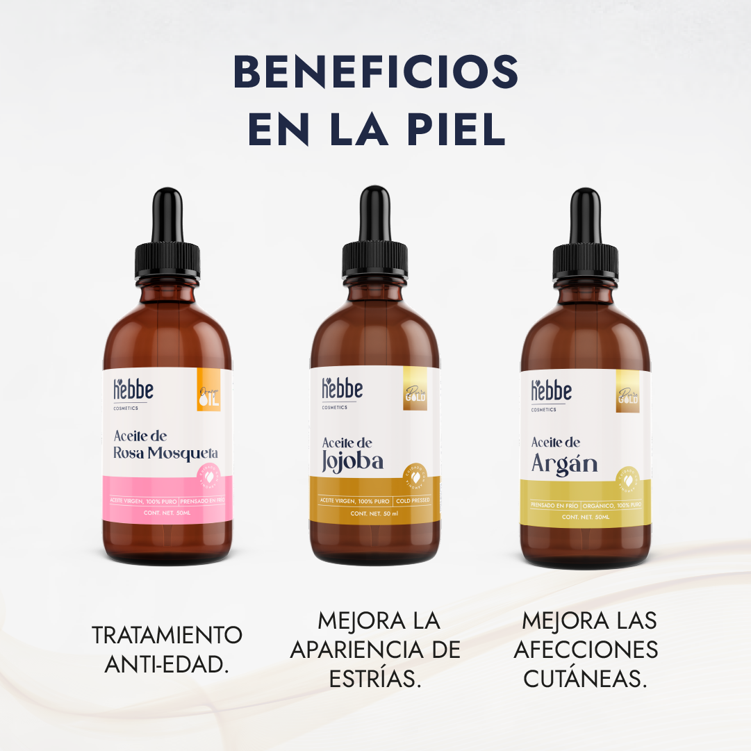 Kit de 5 Aceites Puros | Ricino, Argán, Almendras, Rosa Mosqueta, Jojoba | Antiedad, Fortalecimiento e Hidratación para Piel y Cabello