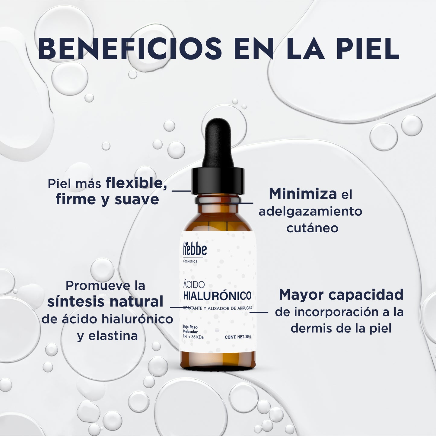 Ácido Hialurónico (Bajo Peso Molecular Líquido) | Hidratación Profunda y Reparación | Elasticidad y Firmeza