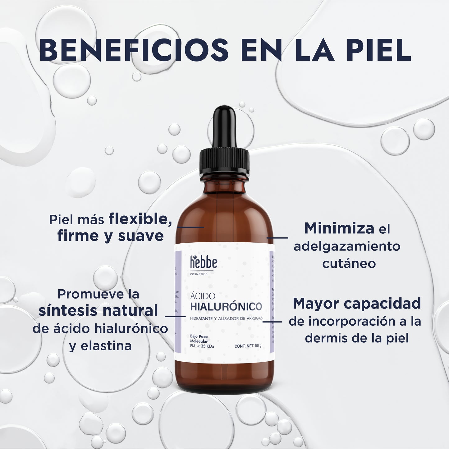 Ácido Hialurónico (Bajo Peso Molecular Líquido) | Hidratación Profunda y Reparación | Elasticidad y Firmeza
