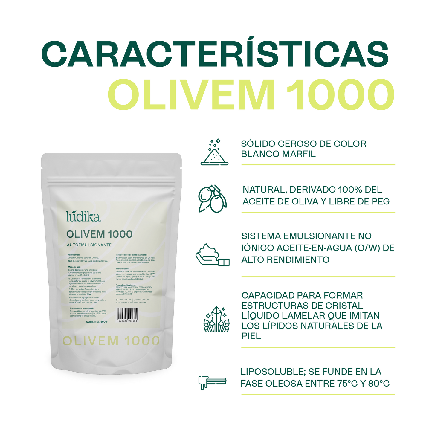 Olivem 1000 | Auto-emulsionante No Iónico O/W | Activo 100% vegetal