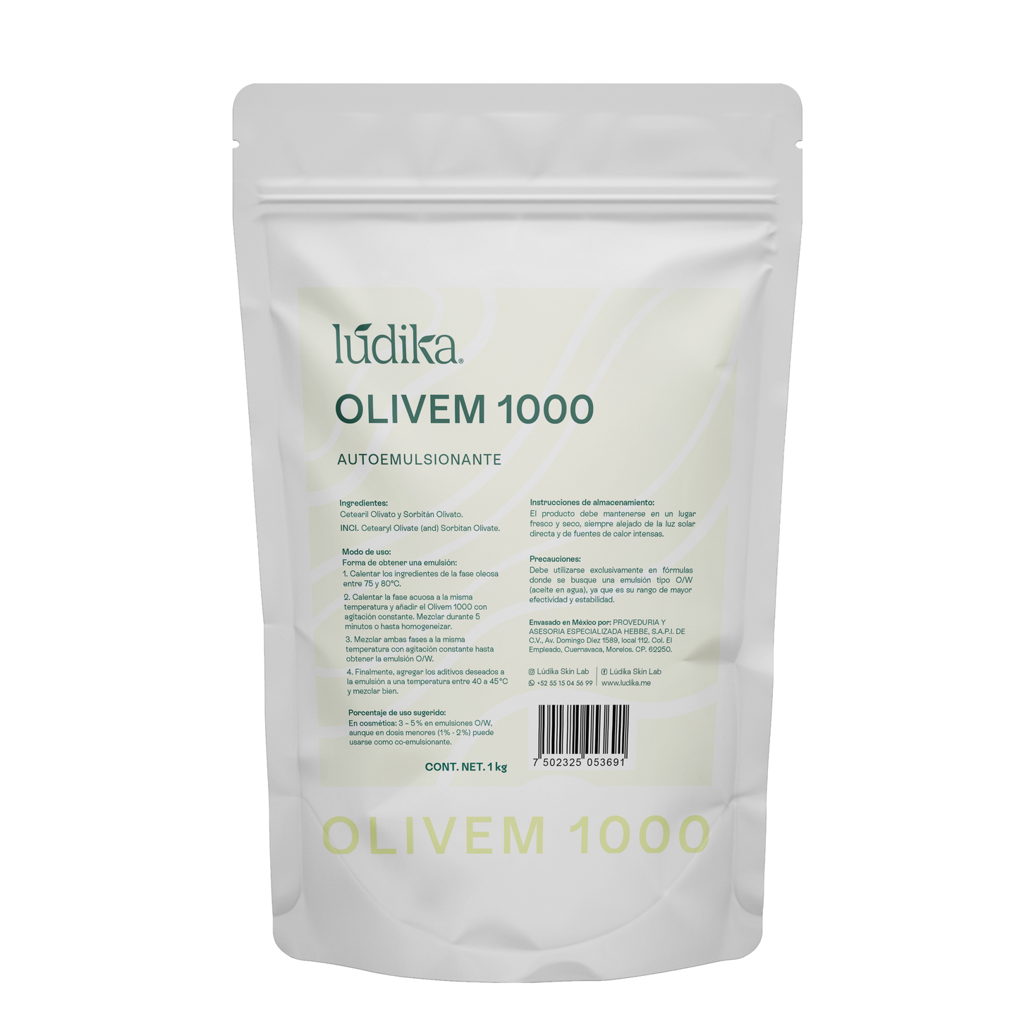 Olivem 1000 | Auto-emulsionante No Iónico O/W | Activo 100% vegetal