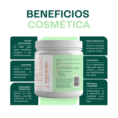 Óxido de Zinc No-Nano | Filtro Solar Físico UVA/UVB | Protector Cutáneo Calmante