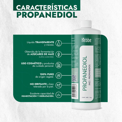 Propanediol Natural | Facial, Capilar y Corporal | Solvente, Humectante y Potenciador Sensorial