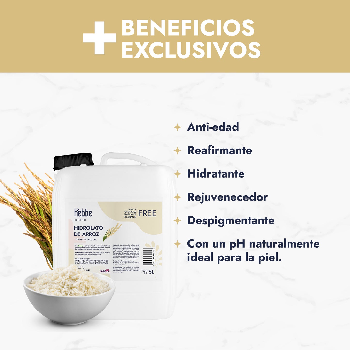 Hidrolato de Arroz Integral | Facial y Corporal | Iluminador, Calmante e Hidratante