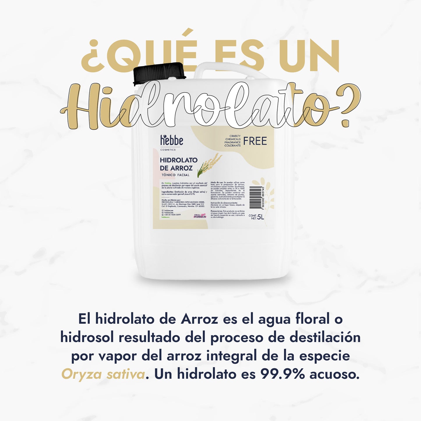 Hidrolato de Arroz Integral | Facial y Corporal | Iluminador, Calmante e Hidratante