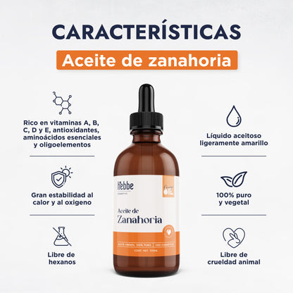 Aceite de Zanahoria Natural | Facial y Corporal | Antioxidante, Regenerador Antiedad y Protector Natural