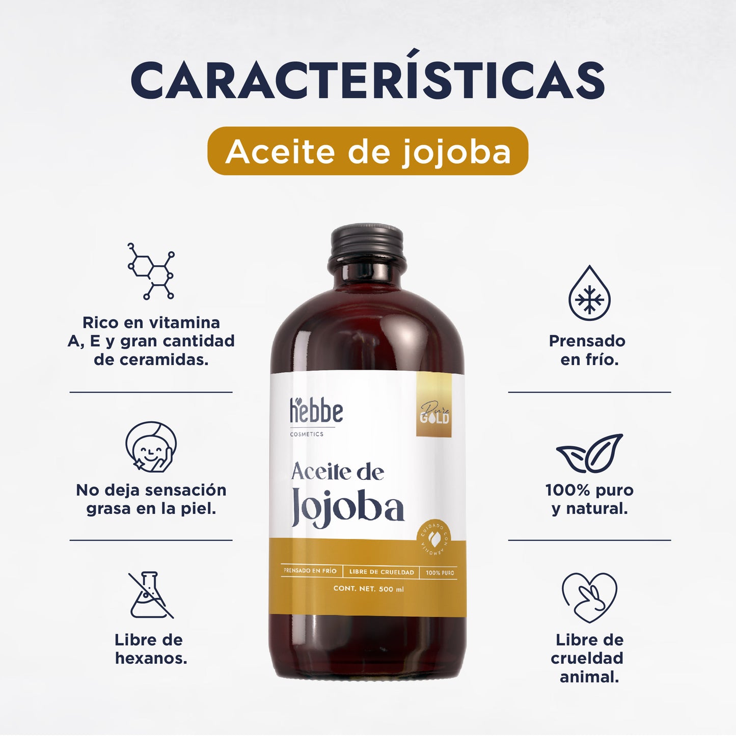 Aceite de Jojoba Cera natural | Facial, Capilar y Corporal | Seborregulador, Hidratante y Antioxidante Natural