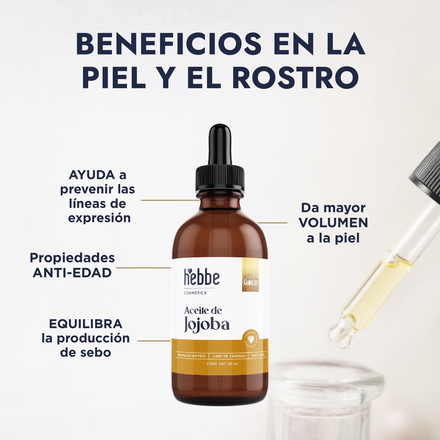 Aceite de Jojoba Cera natural | Facial, Capilar y Corporal | Seborregulador, Hidratante y Antioxidante Natural